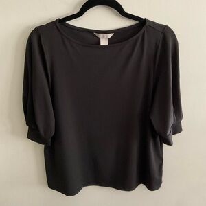 H&M Black puff-sleeved jersey top